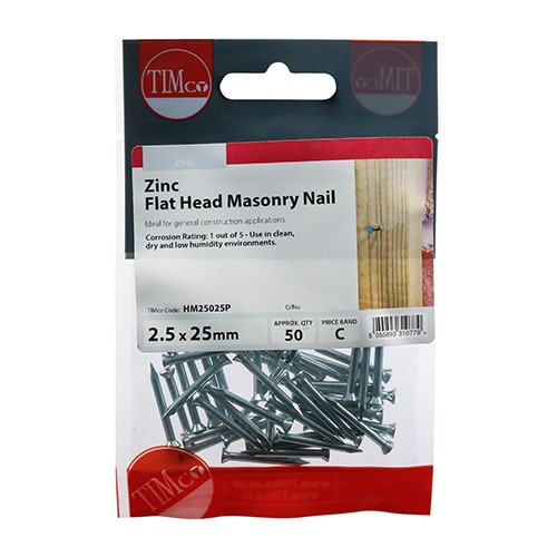 TIMCO Masonry Nails - Zinc 2.5 x 25mm (50)