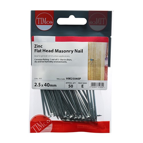 TIMCO Masonry Nails - Zinc 2.5 x 40mm (50)