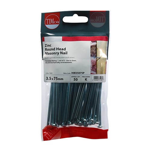 TIMCO Masonry Nails - Zinc 3.5 x 75mm (50)