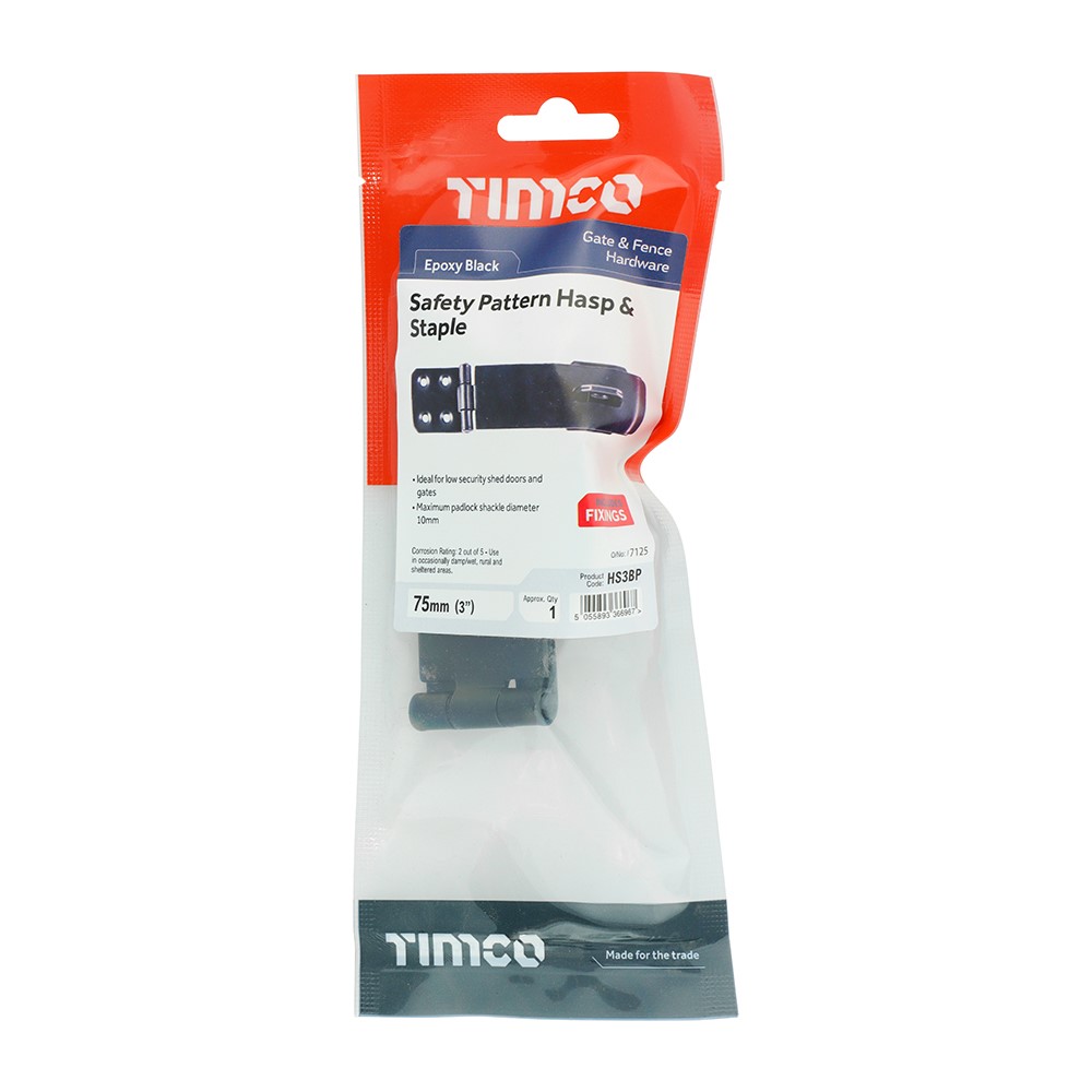 TIMCO Safety Pattern Hasp & Staple - Black 3