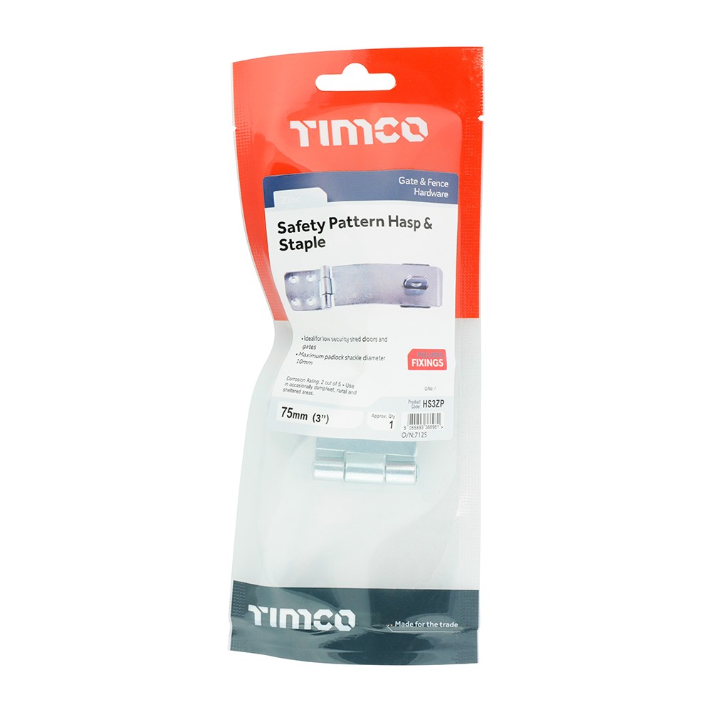 TIMCO Safety Pattern Hasp & Staple - Zinc 3