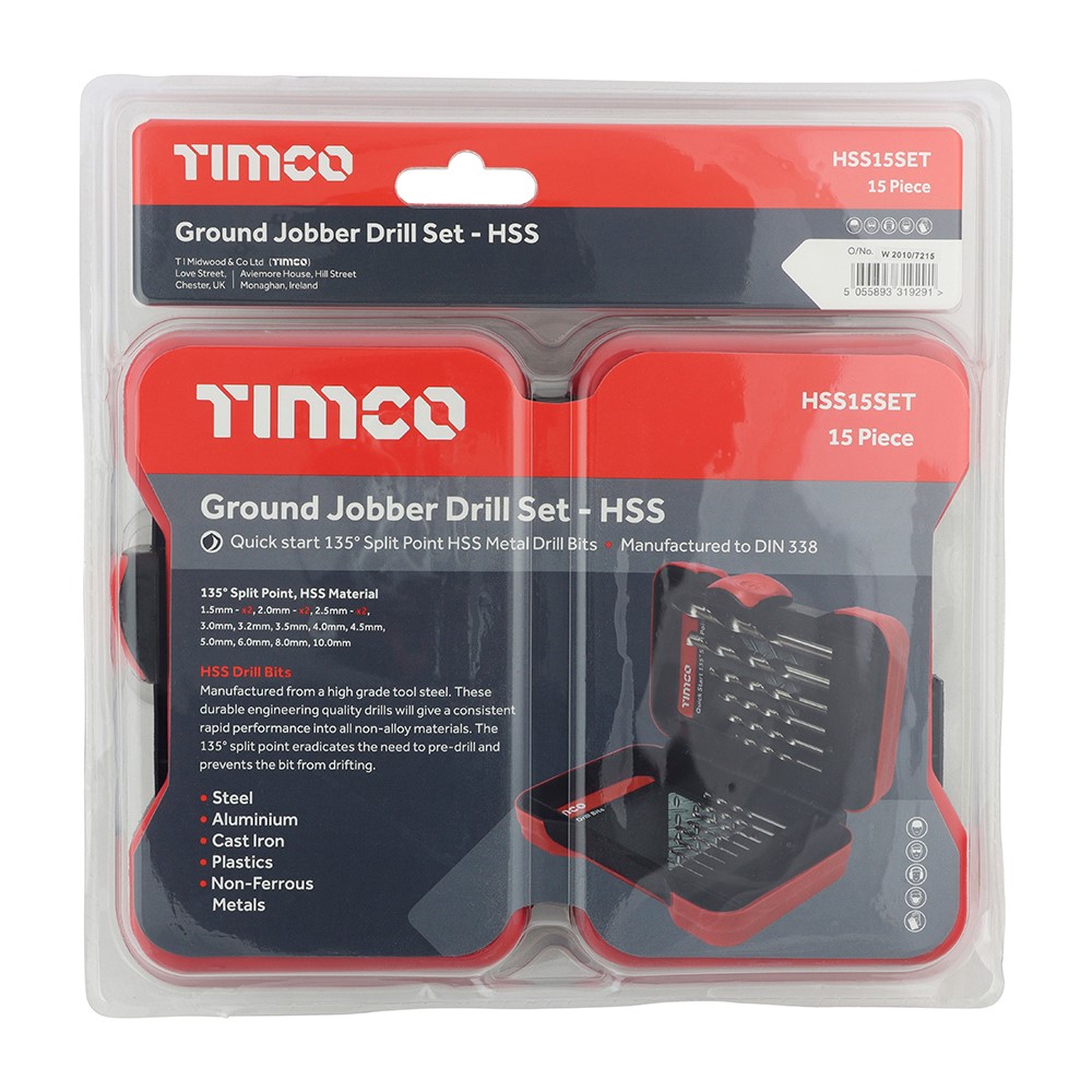 TIMCO Ground Jobber Drills Set - HSS 15 Pack (15 Case)