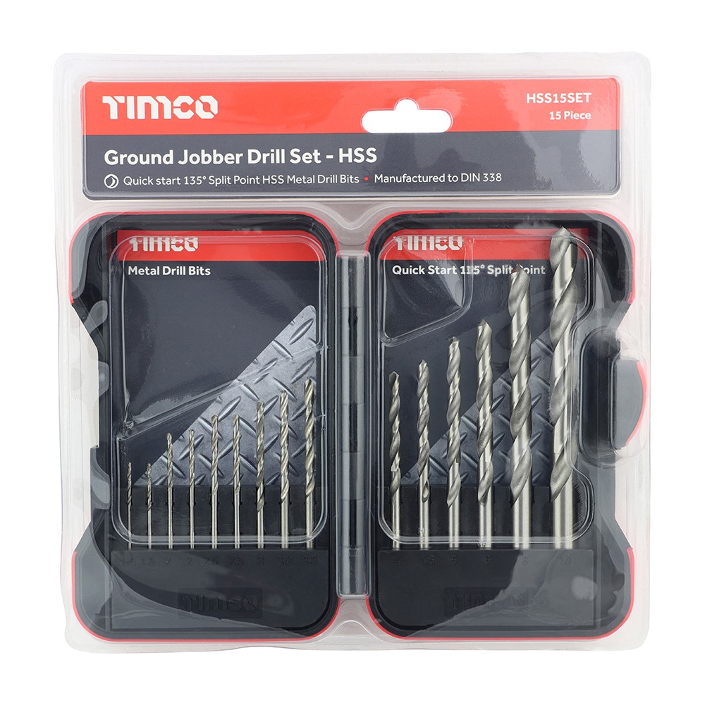 TIMCO Ground Jobber Drills Set - HSS 15 Pack (15 Case)