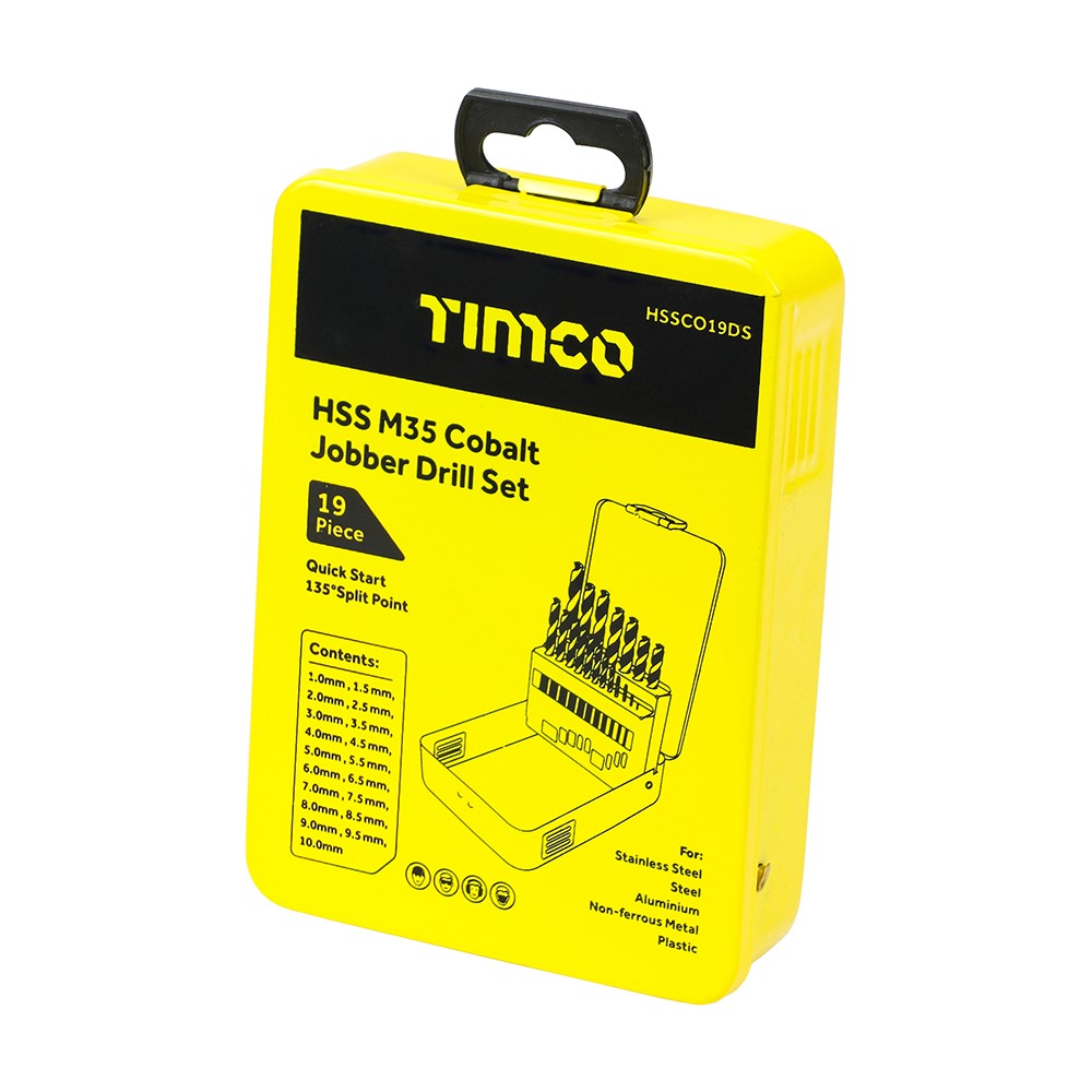 TIMCO Ground Jobber Drills Set - Cobalt M35 19 Pack (19 Case)