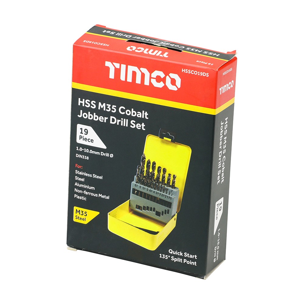 TIMCO Ground Jobber Drills Set - Cobalt M35 19 Pack (19 Case)