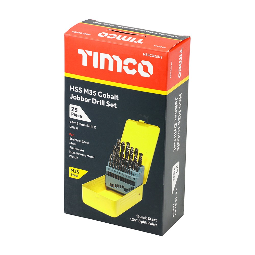 TIMCO Ground Jobber Drills Set - Cobalt M35 25 Pack (25 Case)