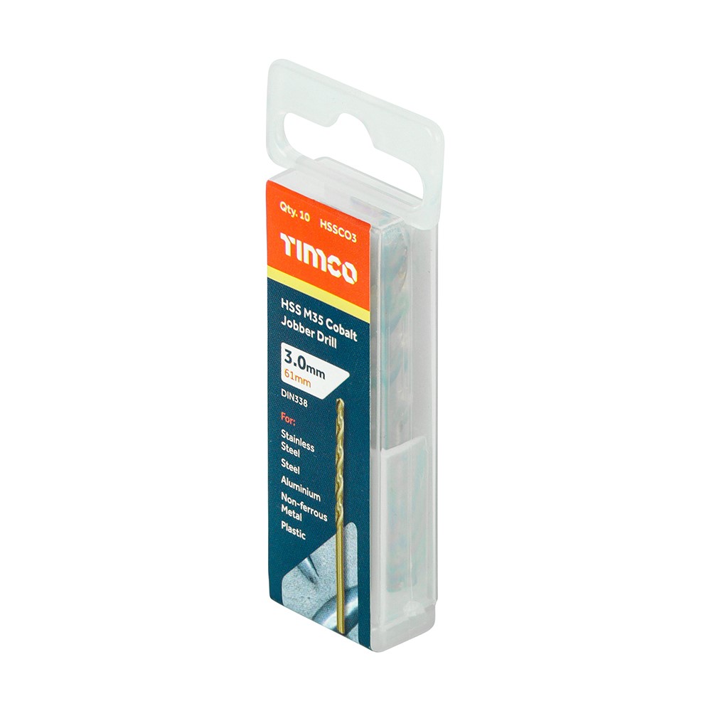 TIMCO Ground Jobber Drills - Cobalt M35 3.0mm (10 Tube)
