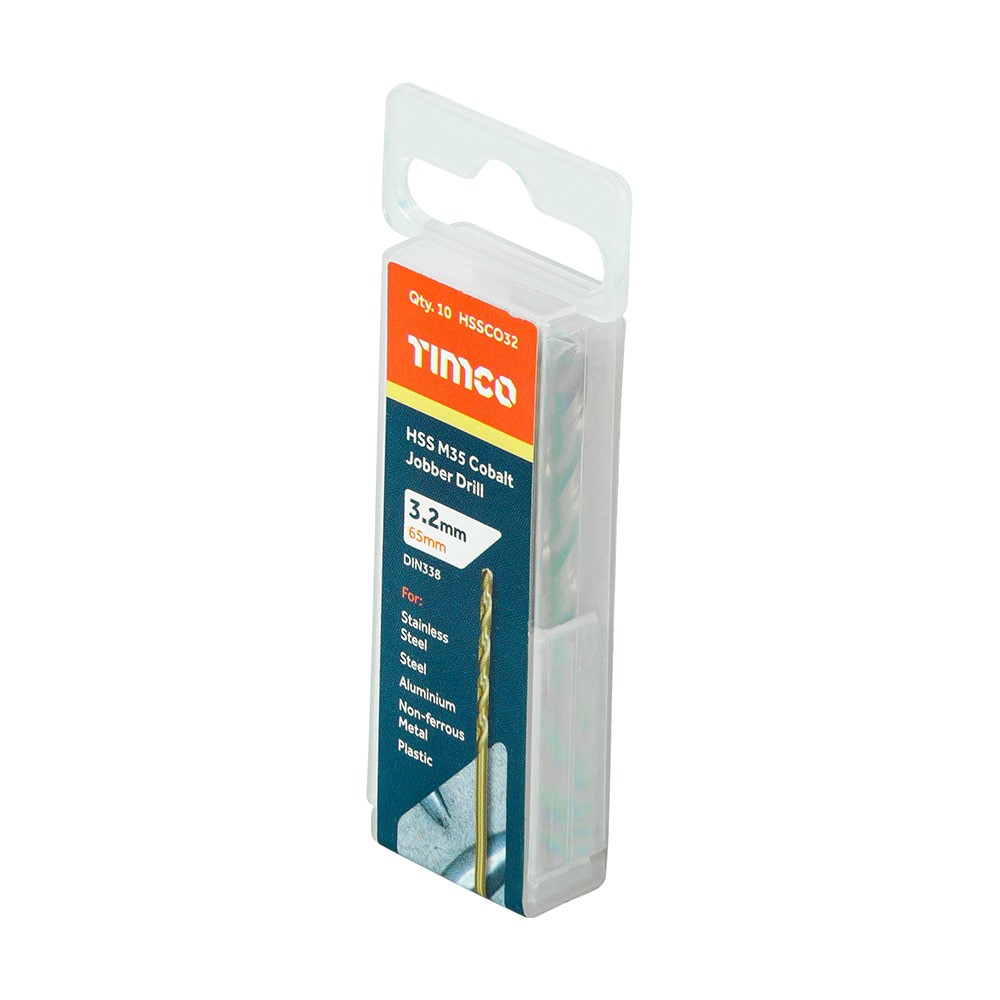TIMCO Ground Jobber Drills - Cobalt M35 3.2mm (10 Tube)