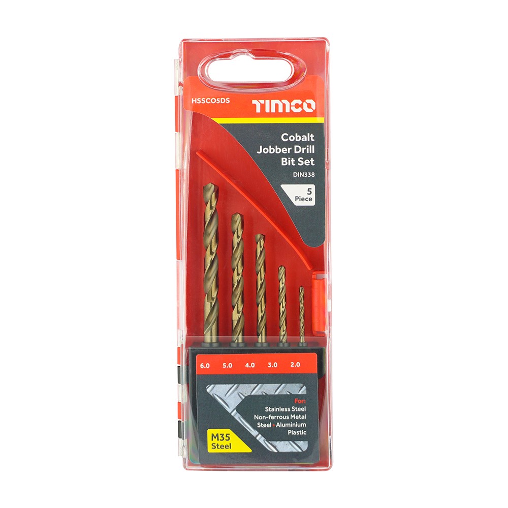 TIMCO Cobalt Jobber Drill Bit Set 5 Pack (5 Case)