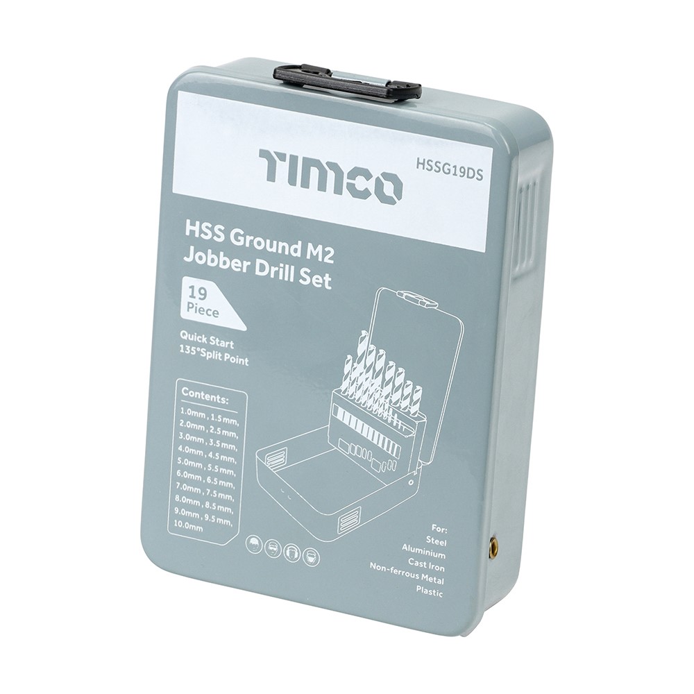 TIMCO Ground Jobber Drills Set - HSS 19 Pack (19 Case)