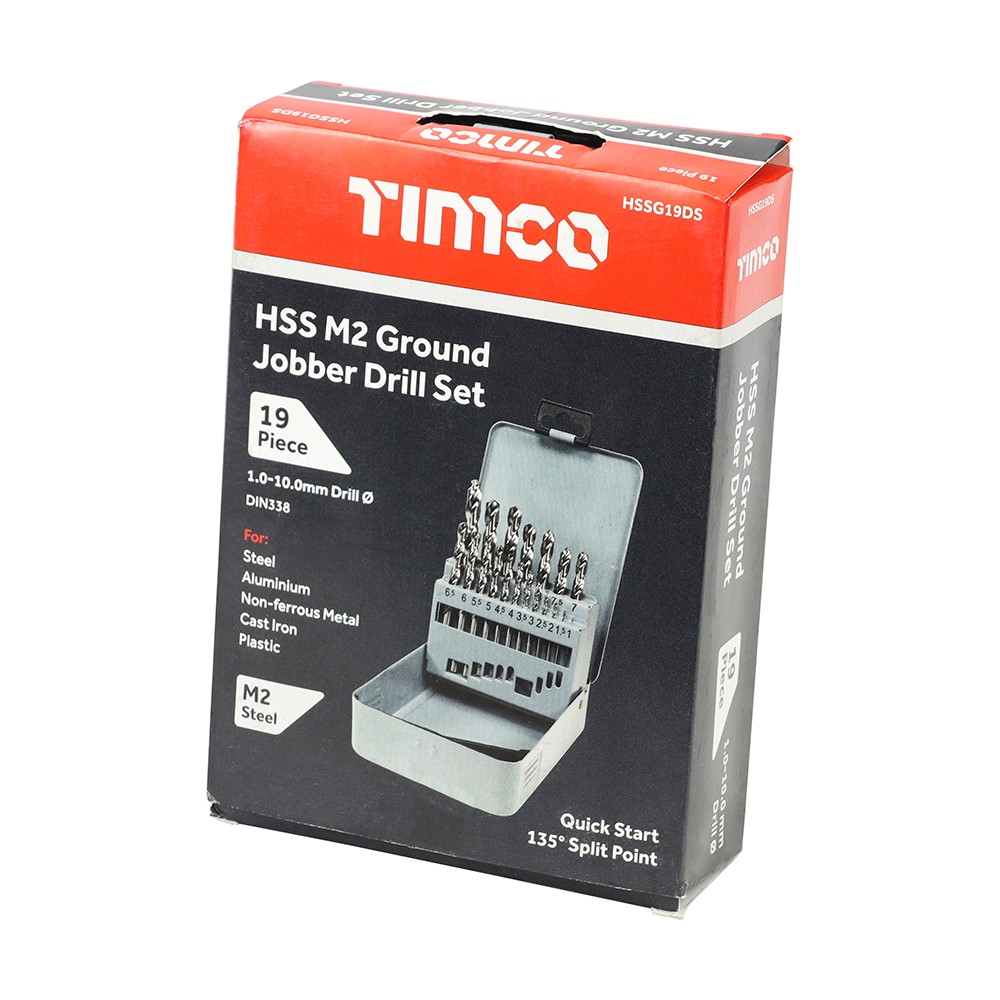 TIMCO Ground Jobber Drills Set - HSS 19 Pack (19 Case)