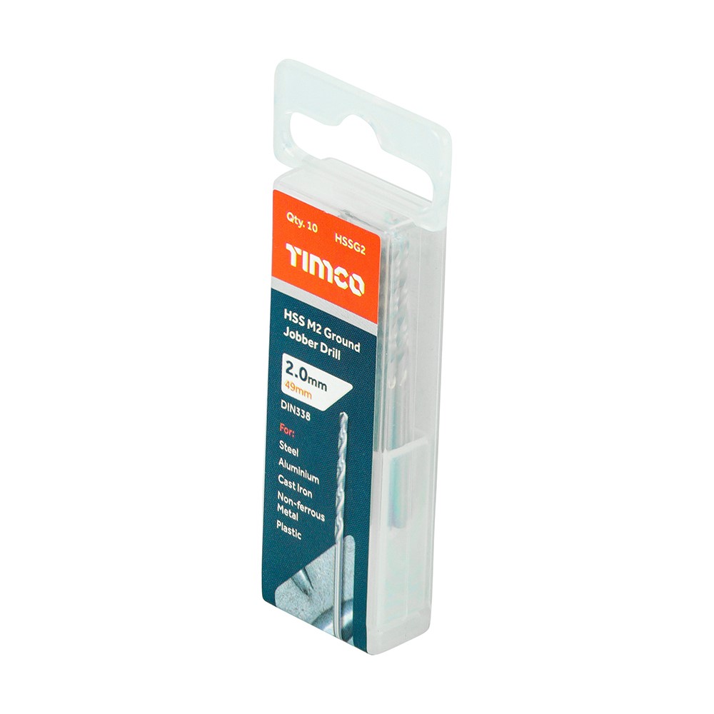 TIMCO Ground Jobber Drills - HSS M2 2.0mm (10 Tube)