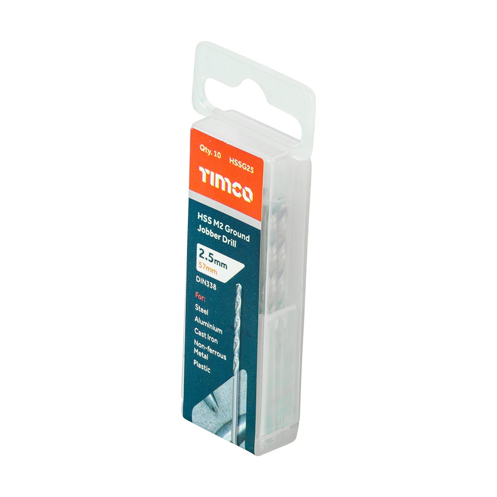 TIMCO Ground Jobber Drills - HSS M2 2.5mm (10 Tube)