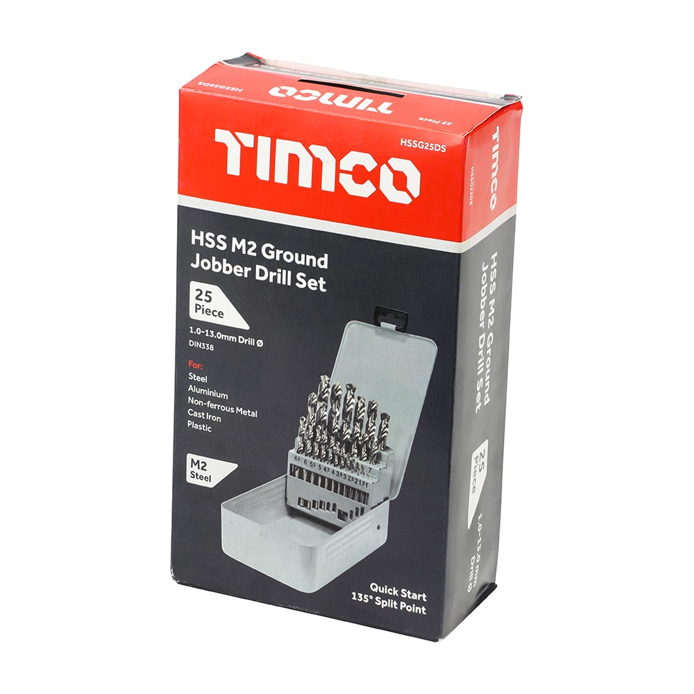 TIMCO Ground Jobber Drills Set - HSS 25 Pack (25 Case)