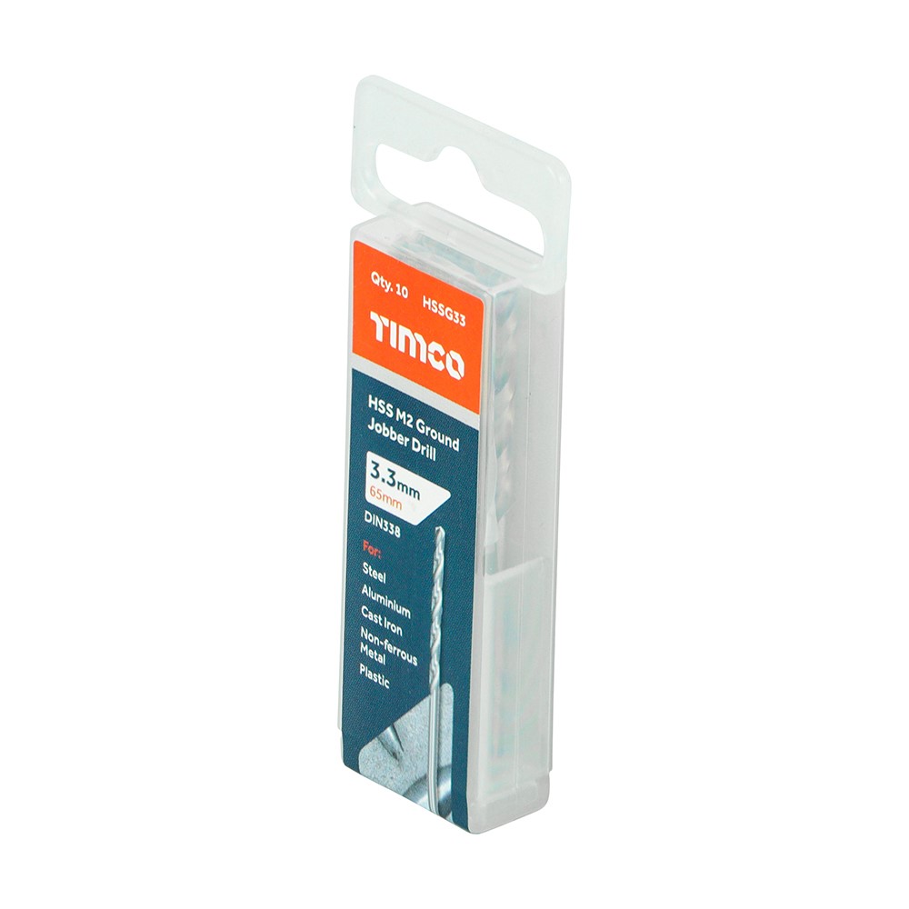 TIMCO Ground Jobber Drills - HSS M2 3.3mm (10 Tube)