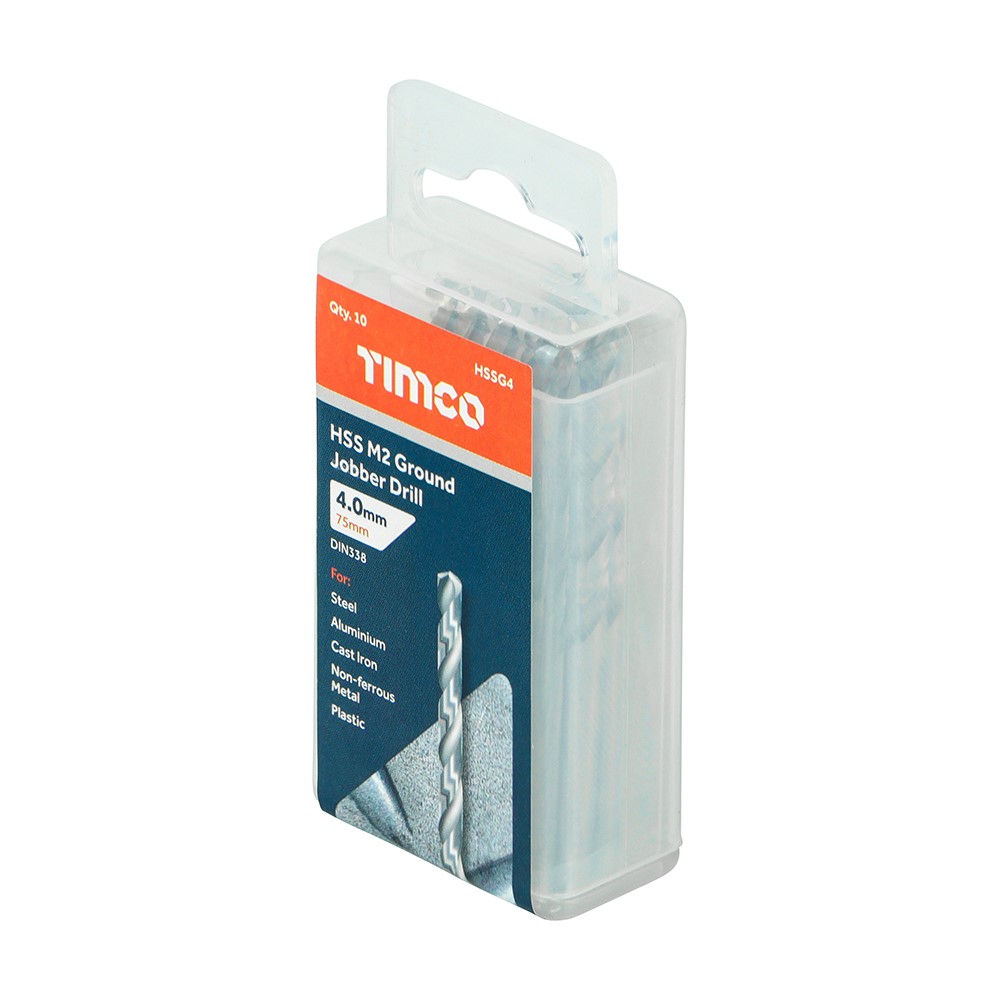 TIMCO Ground Jobber Drills - HSS M2 4.0mm (10 Tube)