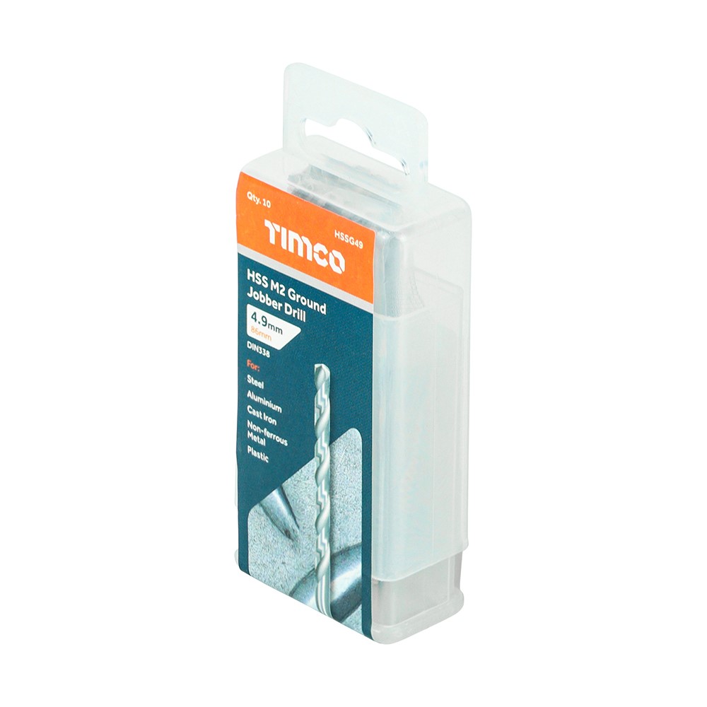 TIMCO Ground Jobber Drills - HSS M2 4.9mm (10 Tube)