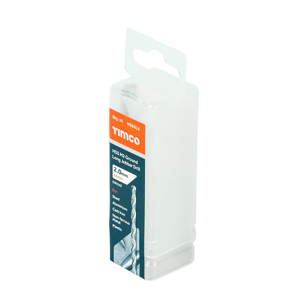 TIMCO Ground Long Jobber Drills - HSS M2 2.0mm (10 Tube)