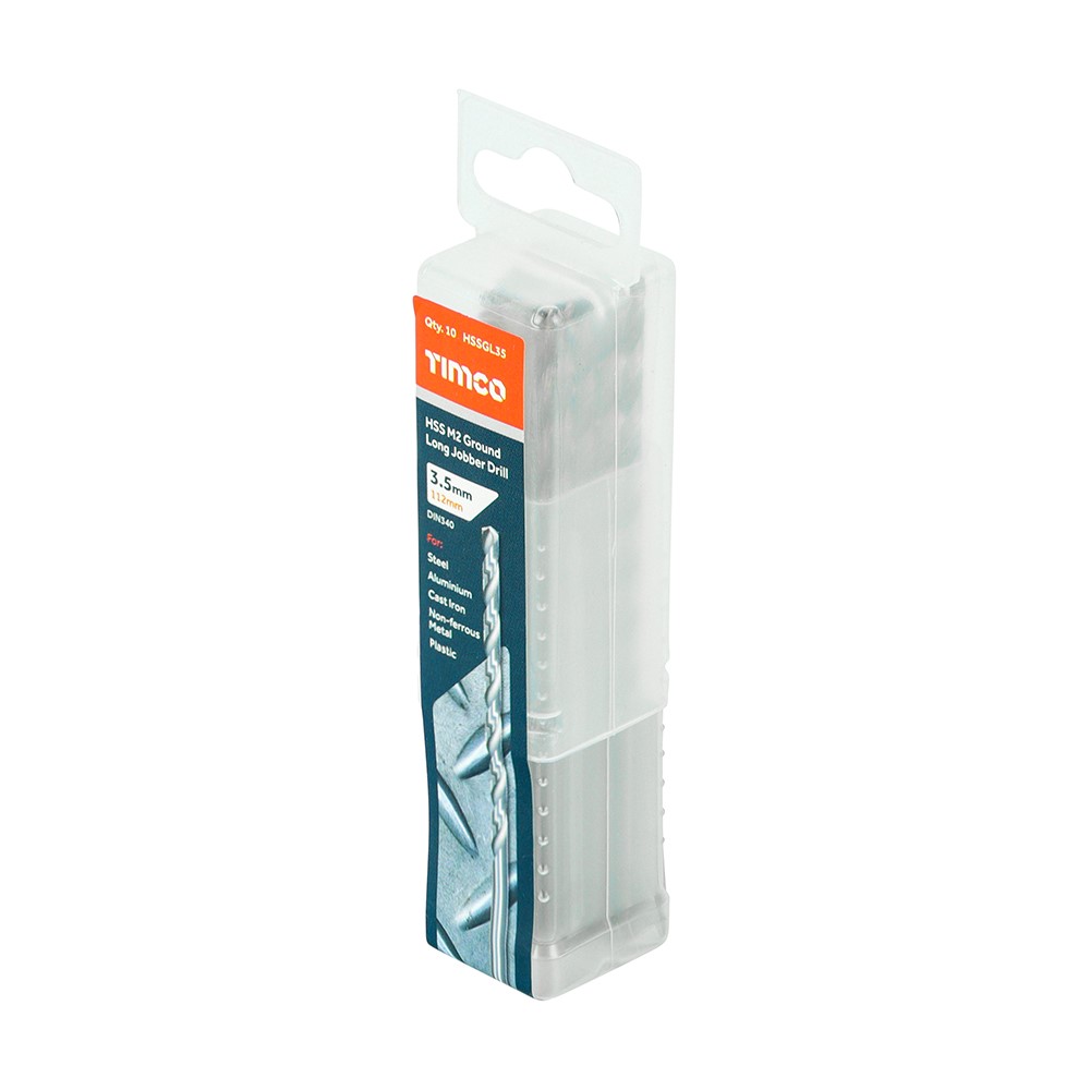 TIMCO Ground Long Jobber Drills - HSS M2 3.5mm (10 Tube)