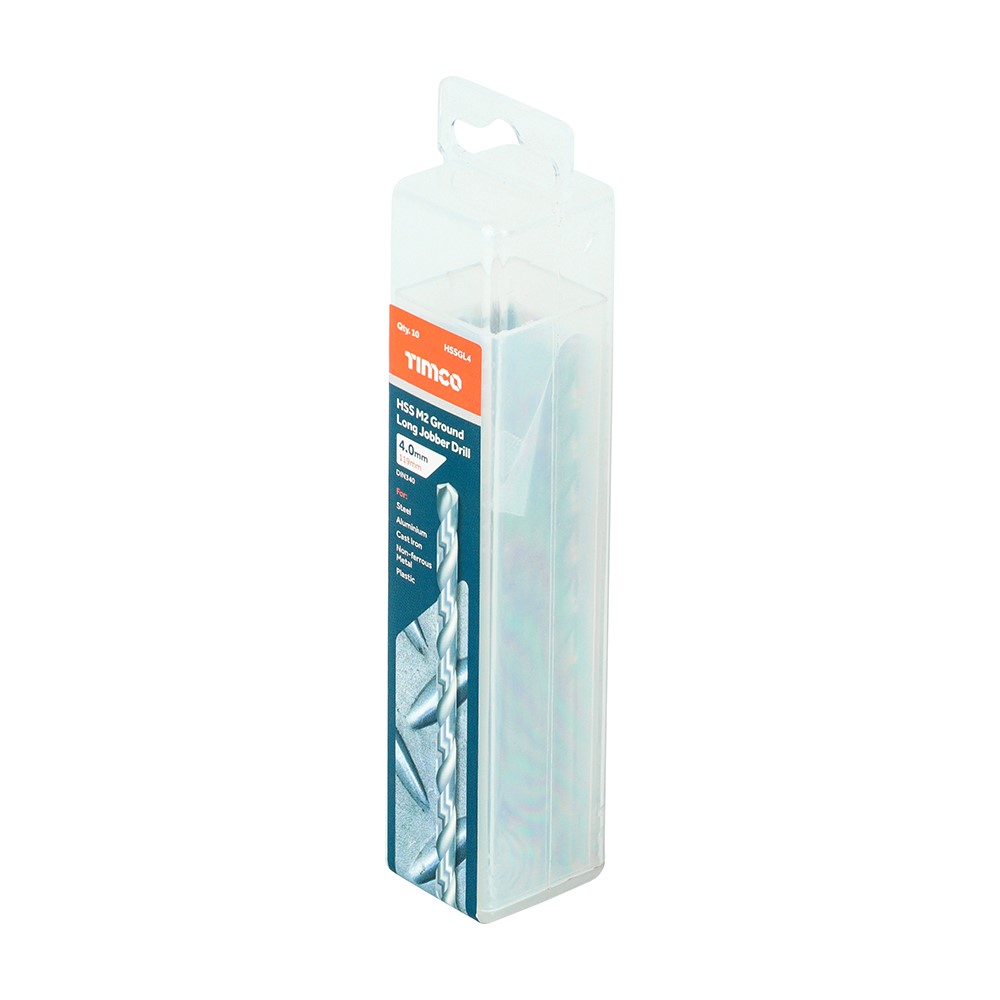 TIMCO Ground Long Jobber Drills - HSS M2 4.0mm (10 Tube)