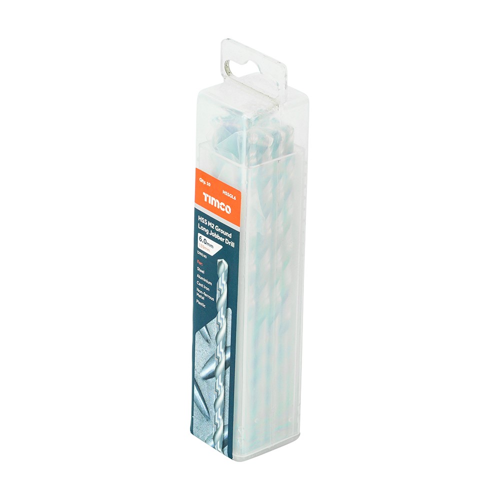 TIMCO Ground Long Jobber Drills - HSS M2 6.0mm (10 Tube)