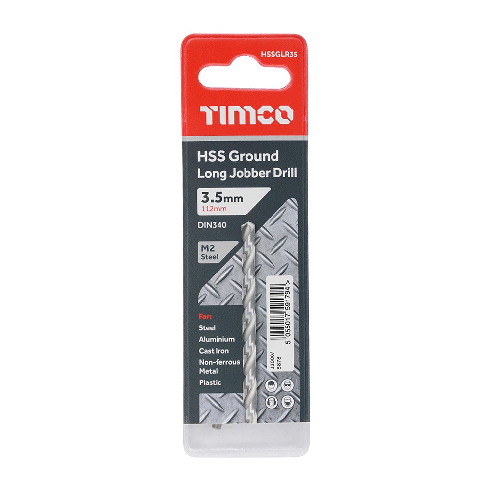 TIMCO Ground Long Jobber Drills - HSS M2 3.5mm