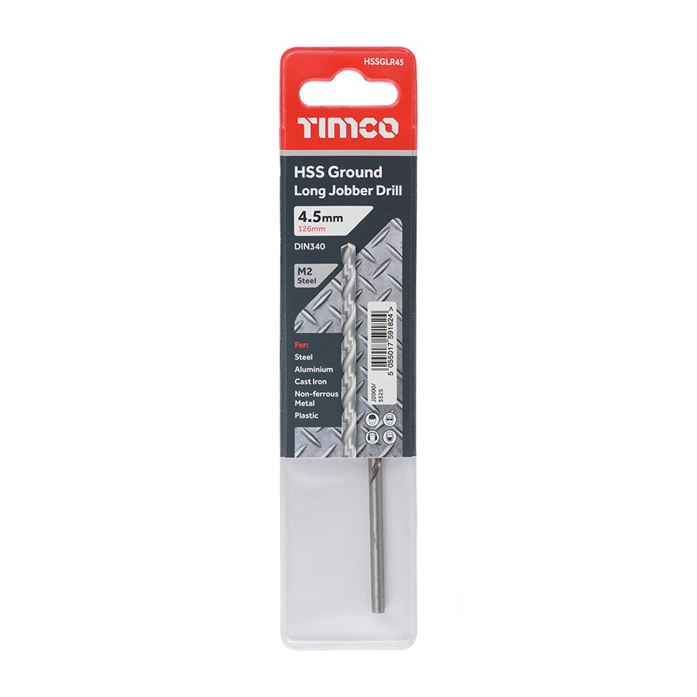TIMCO Ground Long Jobber Drills - HSS M2 4.5mm