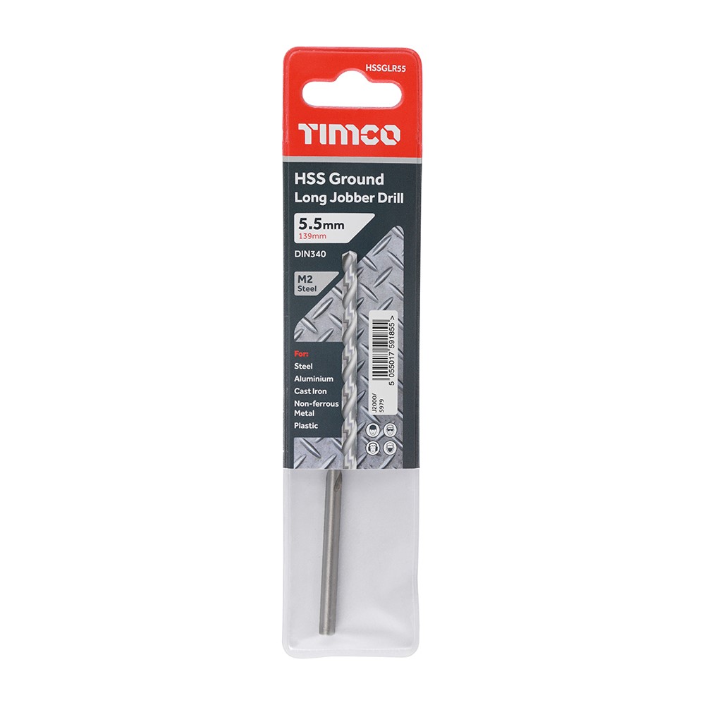 TIMCO Ground Long Jobber Drills - HSS M2 5.5mm