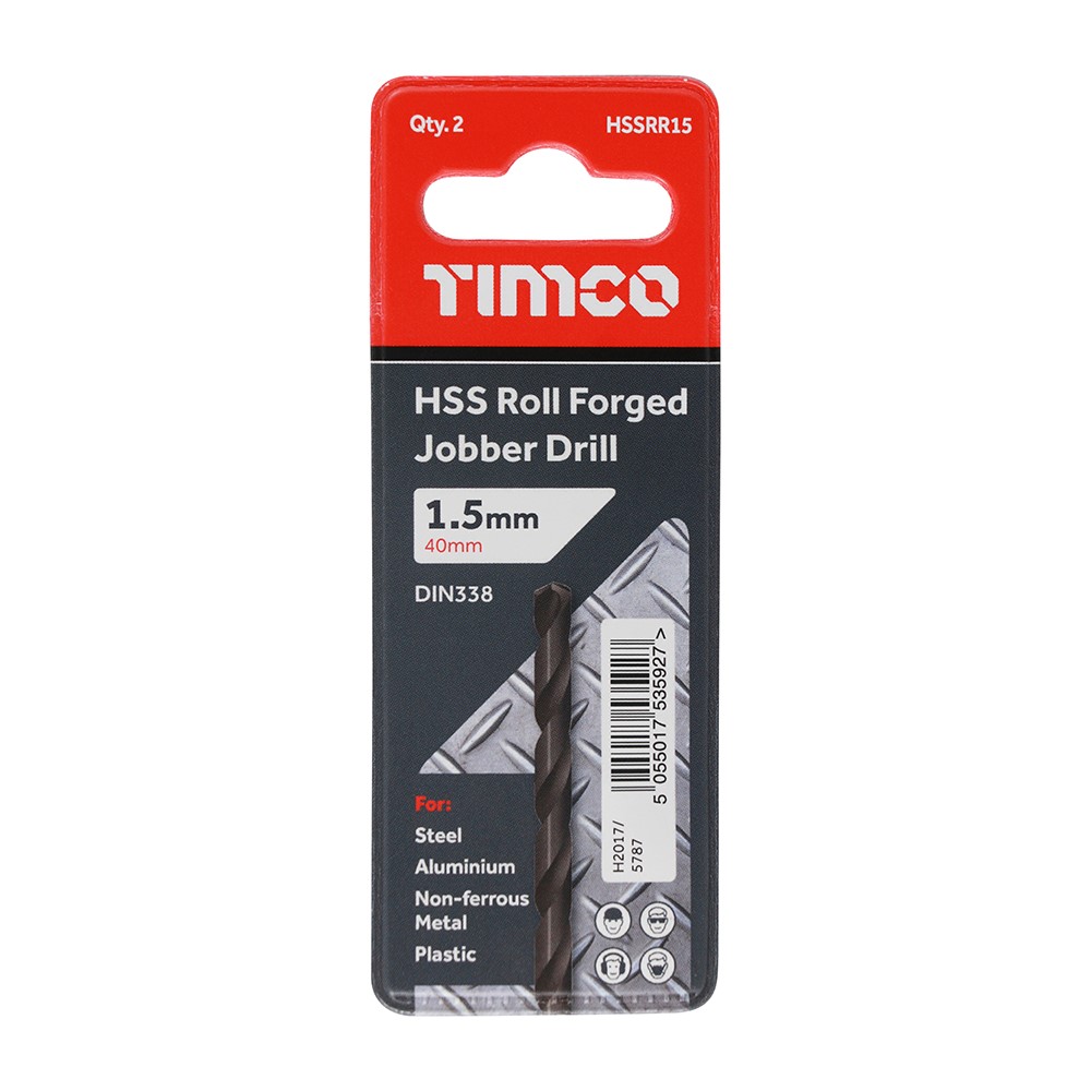 TIMCO Roll Forged Jobber Drills - HSS 1.5mm (10 Tube)