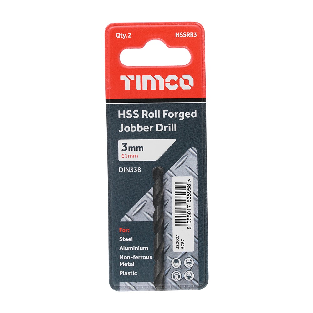 TIMCO Roll Forged Jobber Drills - HSS 3.0mm (10 Tube)