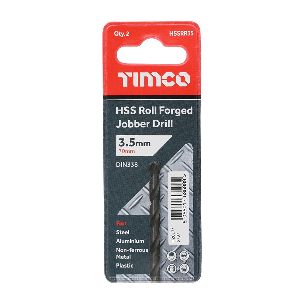 TIMCO Roll Forged Jobber Drills - HSS 3.5mm (10 Tube)