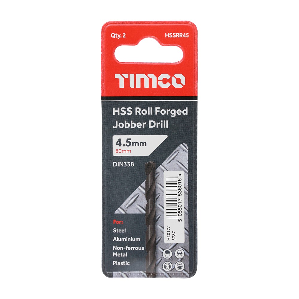 TIMCO Roll Forged Jobber Drills - HSS 4.5mm (10 Tube)