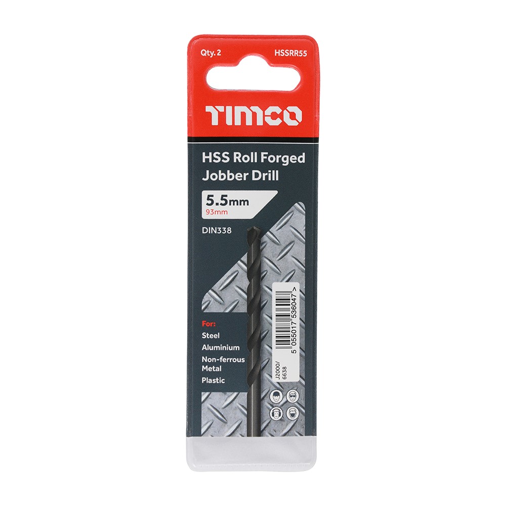 TIMCO Roll Forged Jobber Drills - HSS 5.5mm (10 Tube)