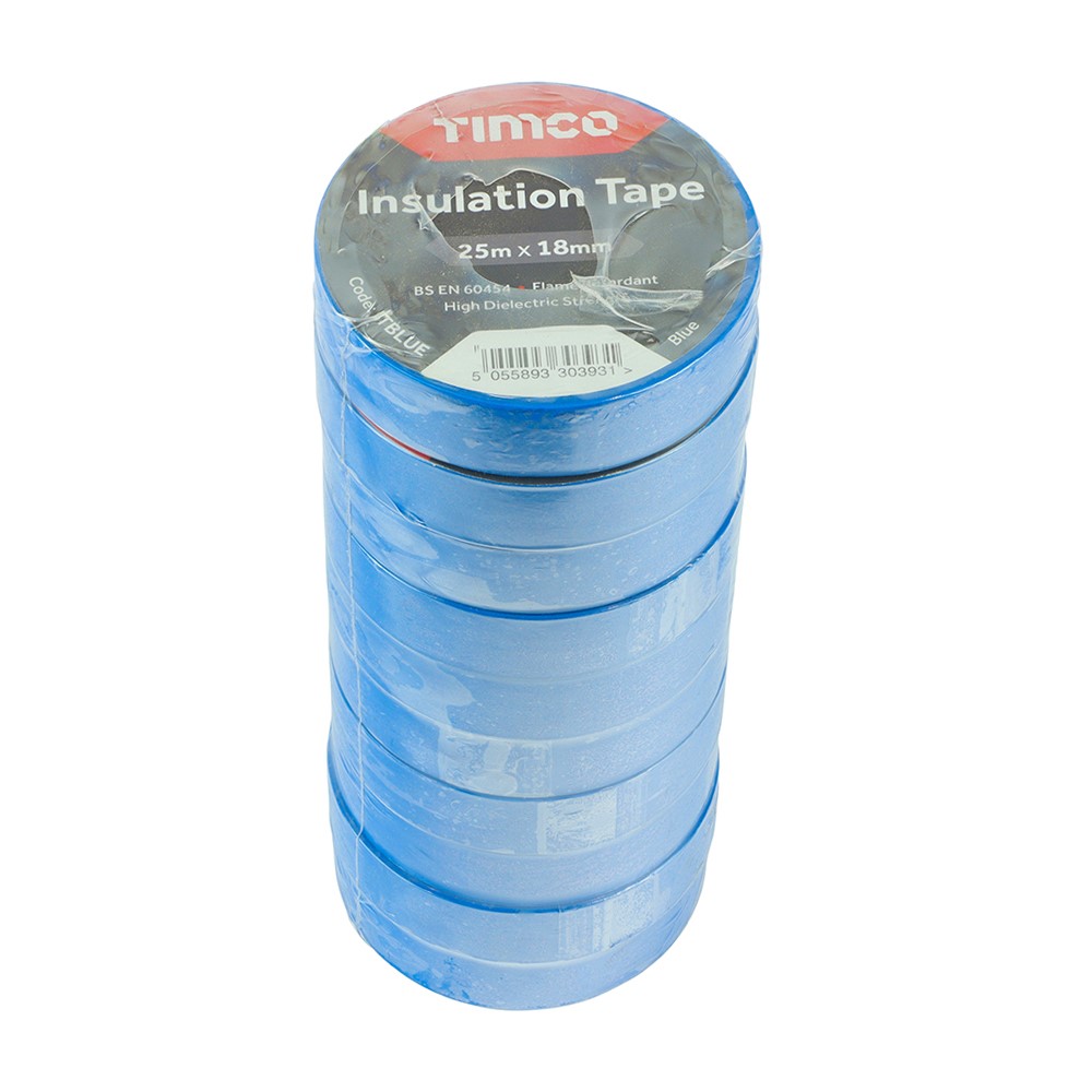 TIMCO PVC Insulation Tape - Blue 25m x 18mm (10 Roll Pack)