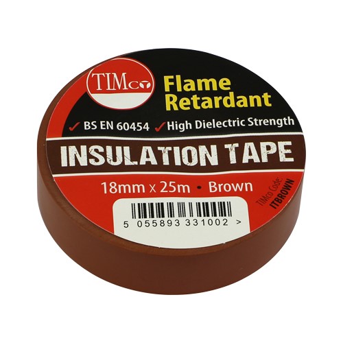 TIMCO PVC Insulation Tape - Brown 25m x 18mm (10 Roll Pack)