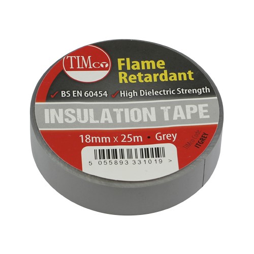 TIMCO PVC Insulation Tape - Grey 25m x 18mm (10 Roll Pack)