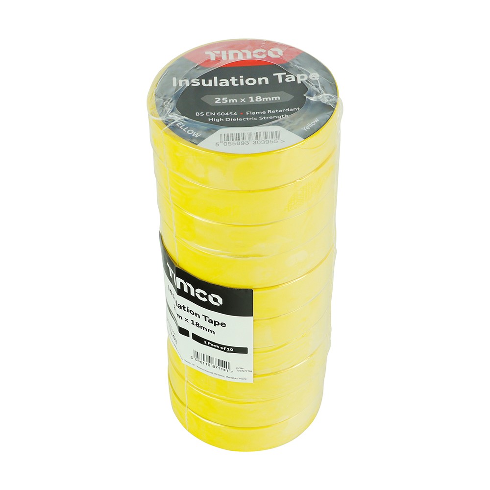 TIMCO PVC Insulation Tape 25m x 18mm (10 Roll Pack)