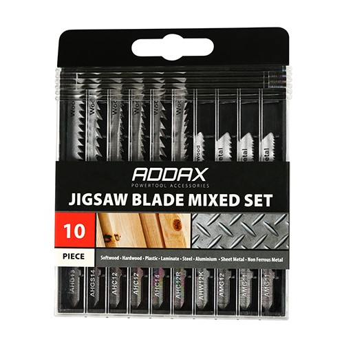 TIMCO Mixed Jigsaw Set - Wood & Metal Cutting - High Carbon Steel & HSS Blades Mixed (10 Case)