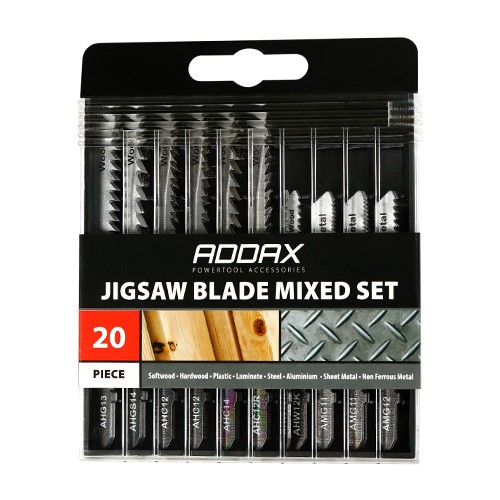 TIMCO Mixed Jigsaw Set - Wood & Metal Cutting - High Carbon Steel & HSS Blades Mixed (20 Case)