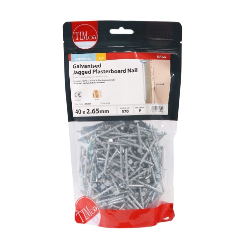 TIMCO Jagged Plasterboard Nails - Galvanised 40 x 2.65mm (1kg)