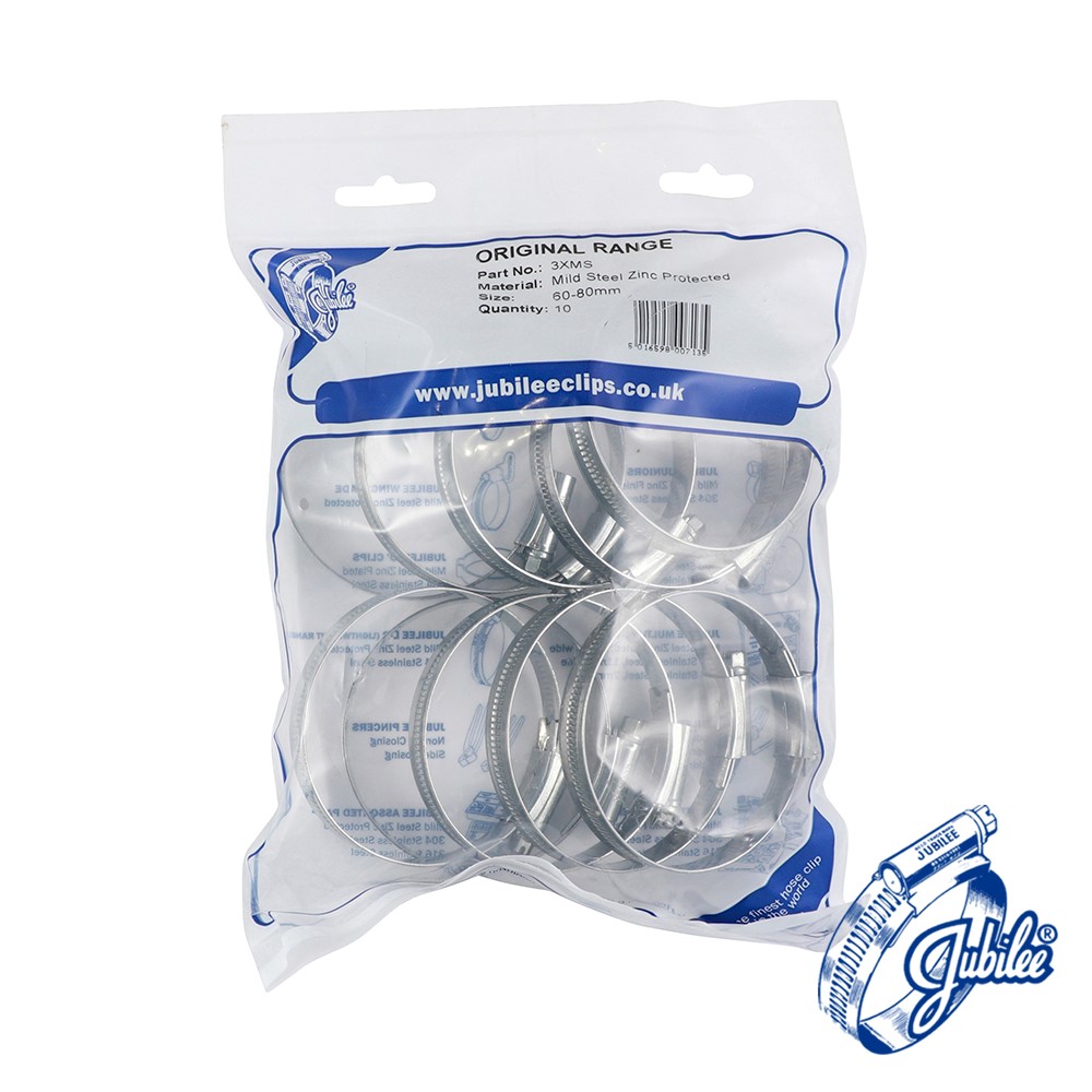 TIMCO Jubilee Clip Mild Steel - 3XMS 60-80mm (10 Bag)