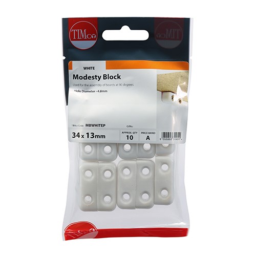 TIMCO Knock Down Blocks - White 35 x 25 x 12mm (4)