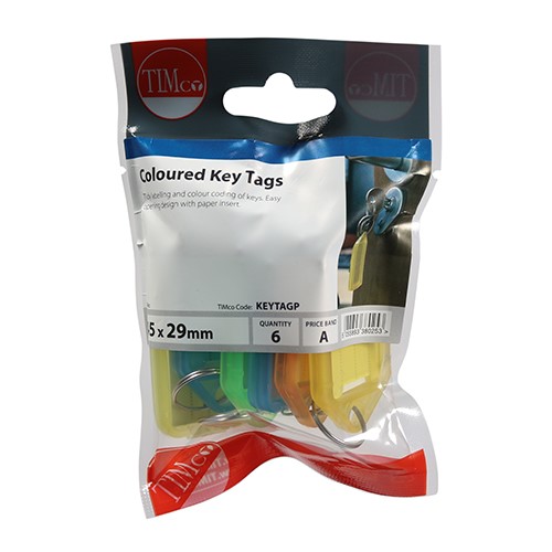 TIMCO Coloured Key Tags Mixed Colours (6)