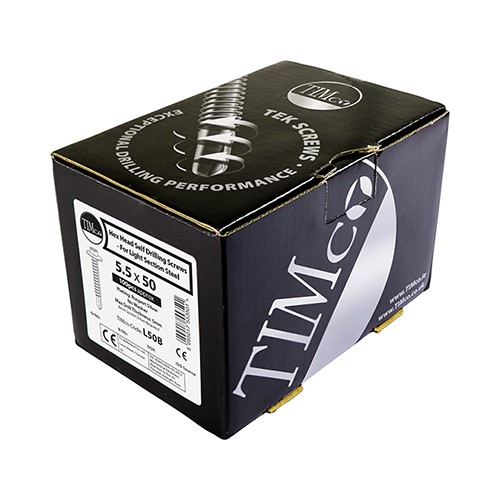 TIMCO Metal Construction Light Section Screws - Hex - EPDM Washer - Self-Drilling - Exterior - Silver Organic 5.5 x 19mm (100 Pack)