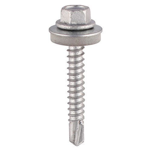 TIMCO Metal Construction Light Section Screws - Hex - EPDM Washer - Self-Drilling - Exterior - Silver Organic 5.5 x 19mm (100 Pack)