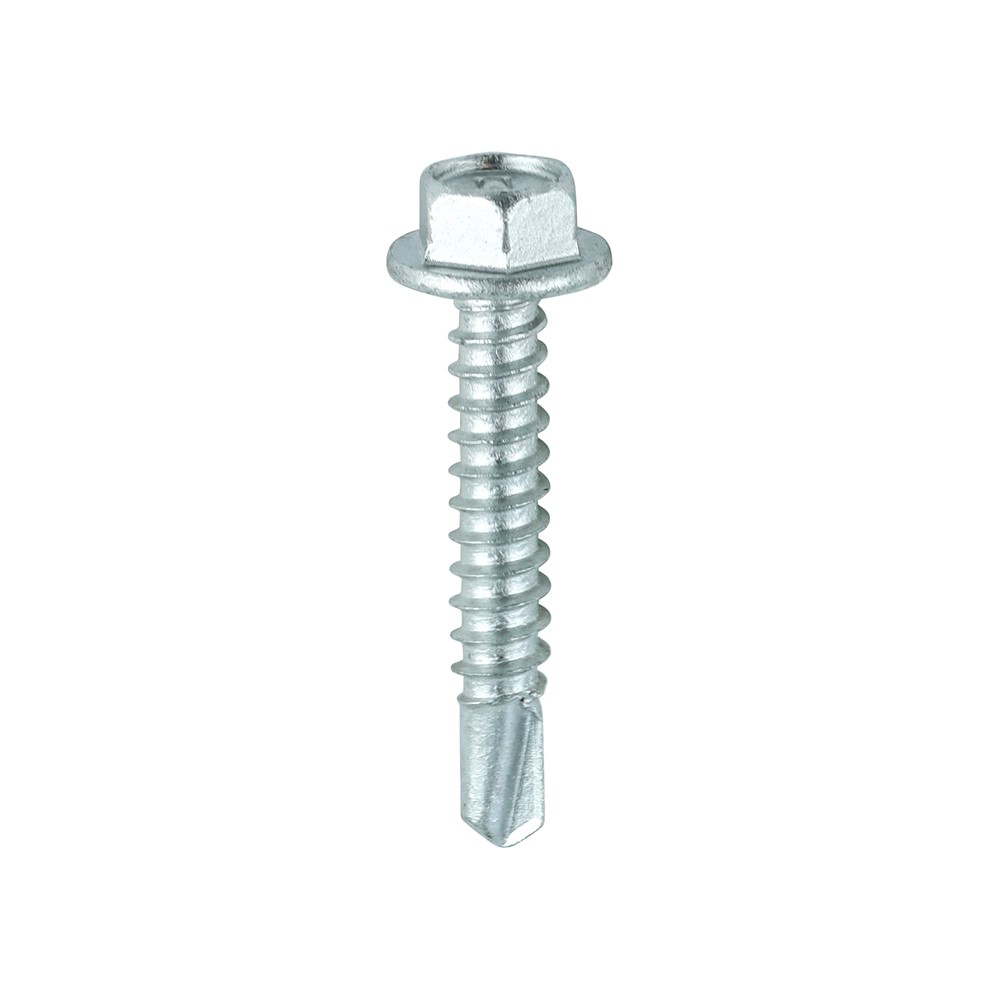 TIMCO Metal Construction Light Section Screws - Hex - Self-Drilling - Exterior - Silver Organic 5.5 x 32mm (100 Pack)