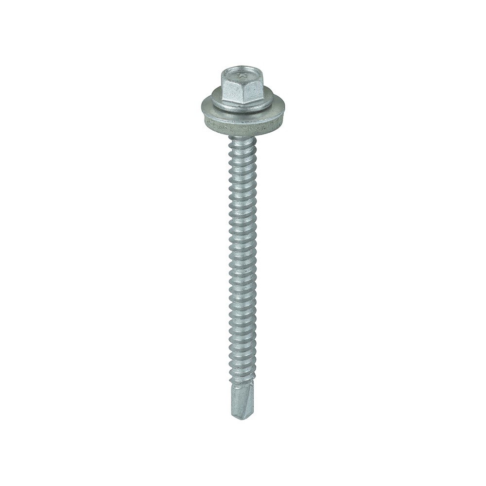 TIMCO Metal Construction Light Section Screws - Hex - EPDM Washer - Self-Drilling - Exterior - Silver Organic 5.5 x 70mm (100 Pack)