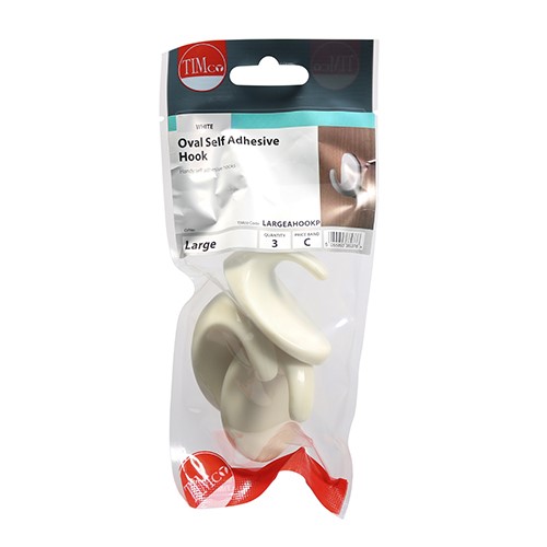 TIMCO Oval Self-Adhesive Hooks - Large 57 x 42.5mm (3)