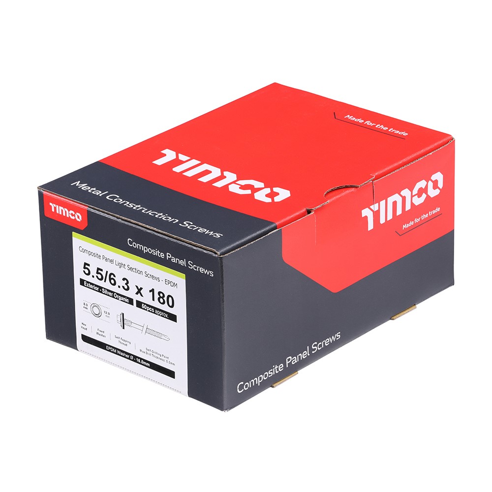 TIMCO Composite Screws Hex W16 External 5.5/6.3 x 180mm (50 Pack)