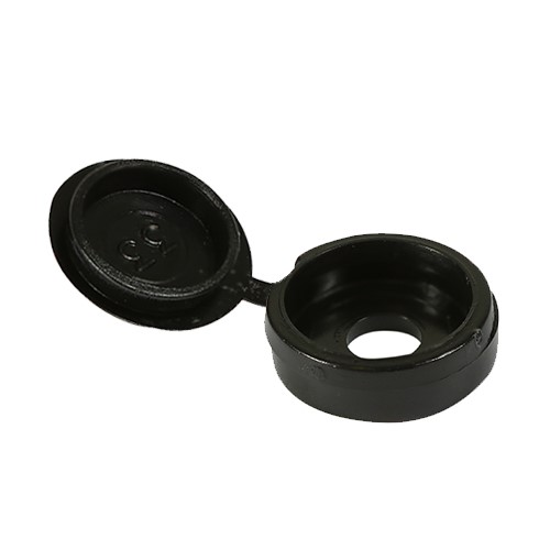 TIMCO Hinged Screw Caps - Large - Black to Fit 5.0 to 6.0mm Screw (50 Pack)